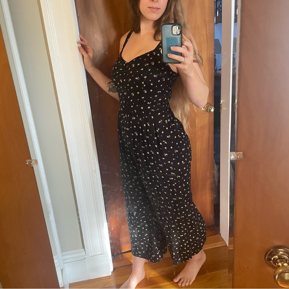 Abercrombie & Fitch Black Jumpsuit with Yellow Floral Design - Picture 2 of 12